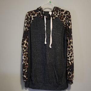 Chic Cowl Neck Leopard Print Sweater - Black and Brown